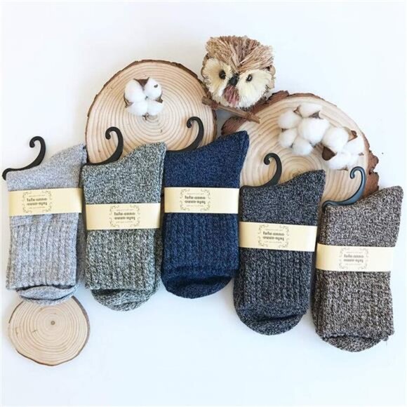 Sports Knit Pattern Womens Winter Socks Crew Cut Cashmere Retro Thick Warm Soft - Picture 3 of 7